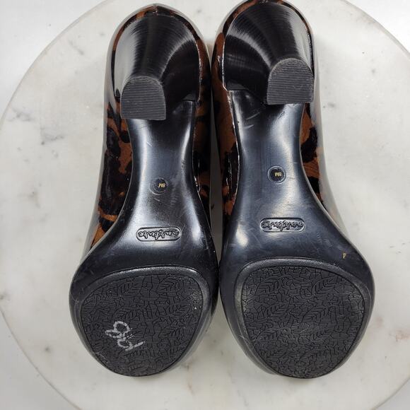 VTG Nurture Drake Leopard Heels Womens 8 Brown Patent Leather Peep Toe Pumps - Picture 10 of 13